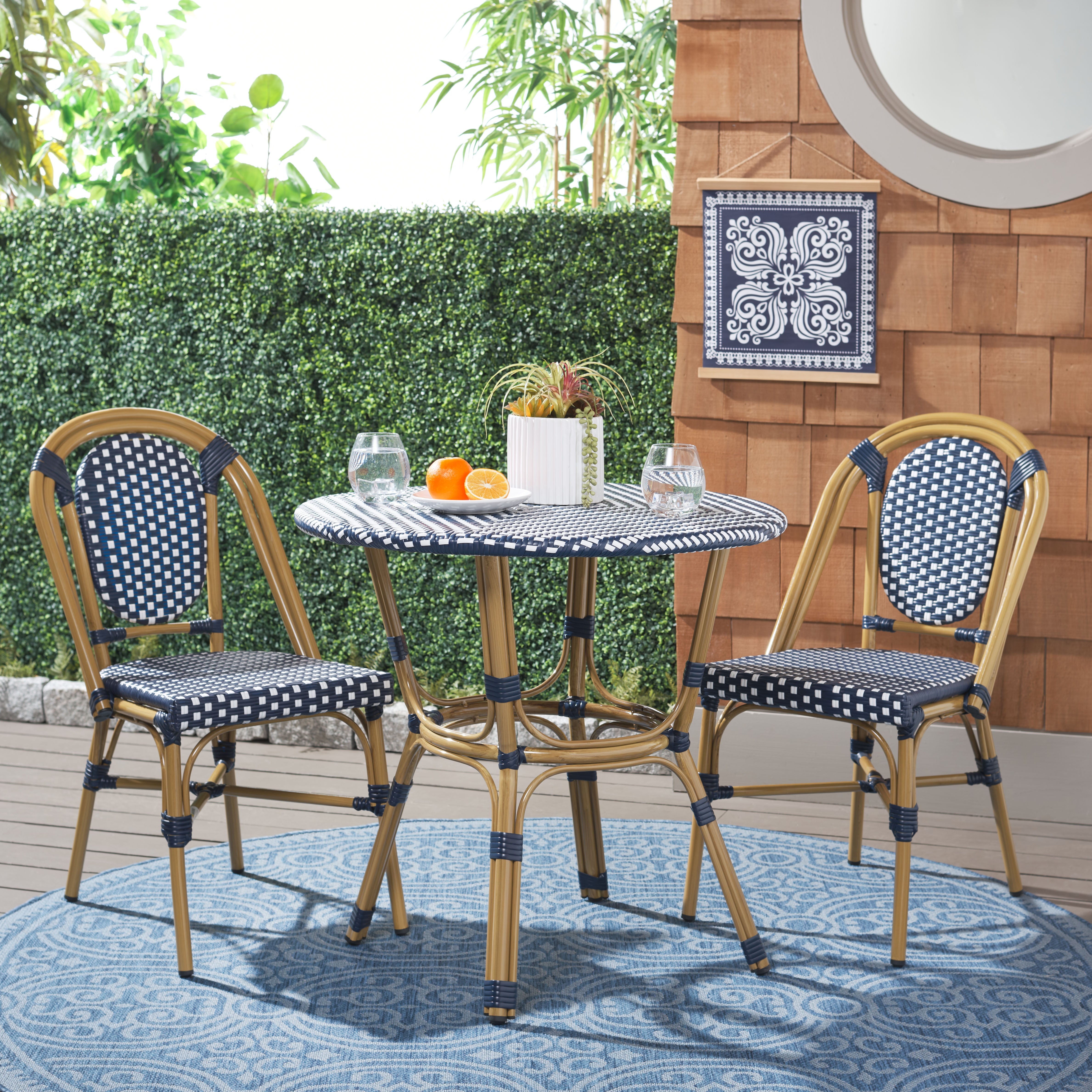 Safavieh Lenda 3 Piece Bistro Set, PAT9503 - Navy / White / Brown