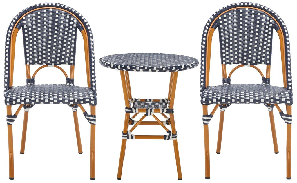 Safavieh California 3 Piece Bistro Set, PAT9505 - Navy / White