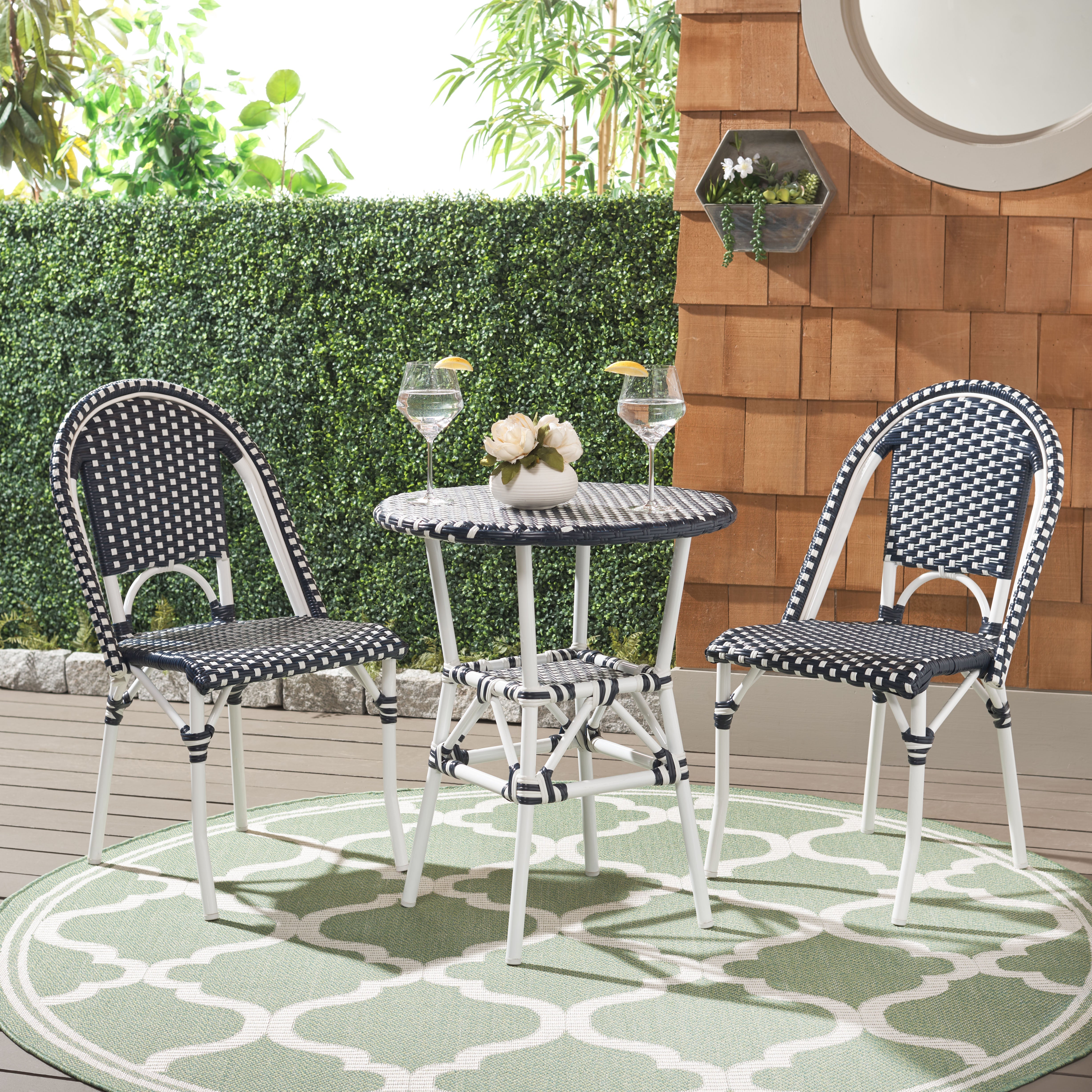 Safavieh California 3 Piece Bistro Set, PAT9505 - Navy / White / White