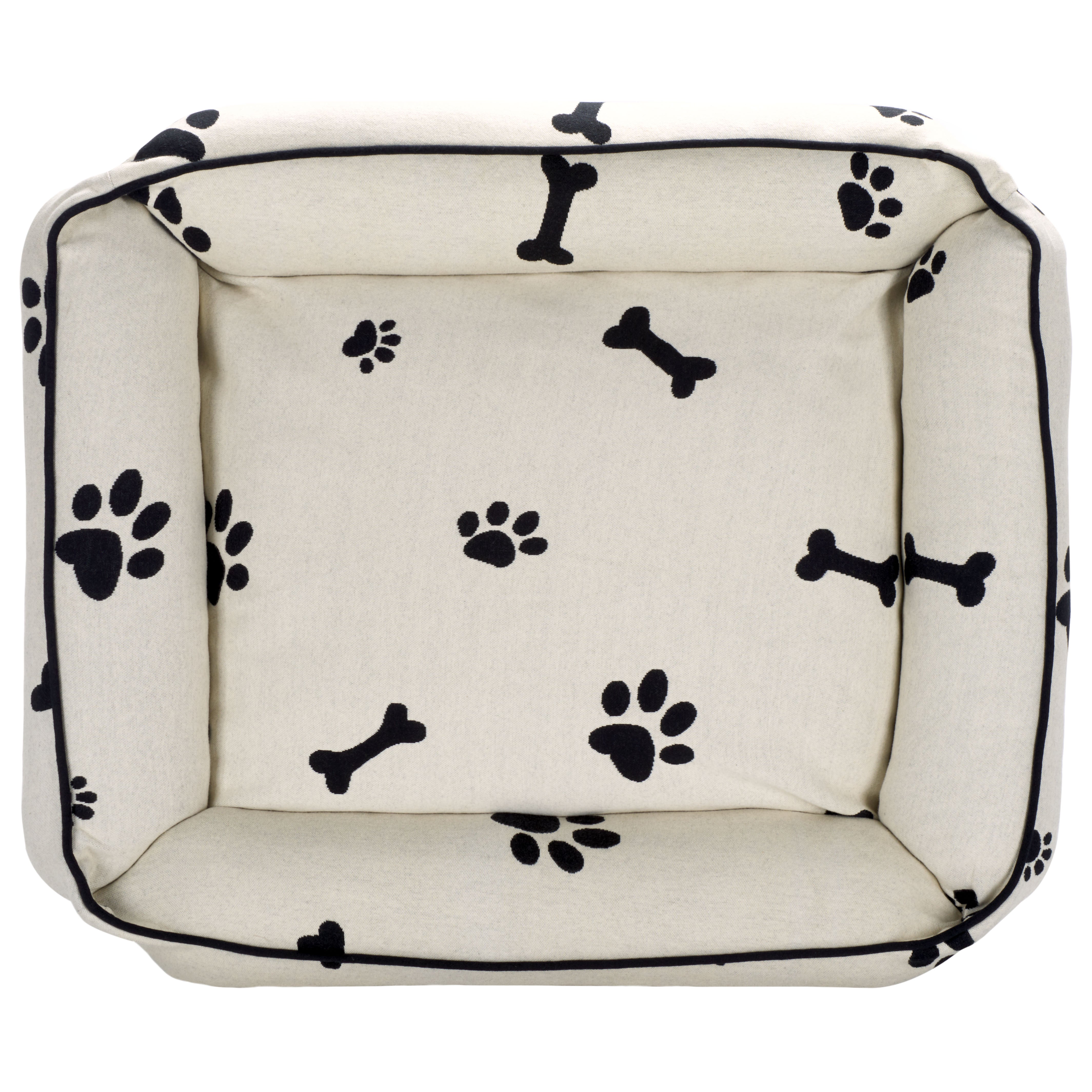 Safavieh Paw & Bone Dog Bed, PET1013 - Ivory / Black