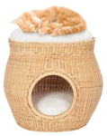 Safavieh Suli Cat Bed W/ Cushion , PET6500 - Natural Honey / White