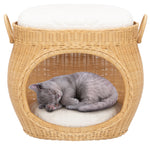 Safavieh Faati Cat Bed W/ Cushion , PET6503 - Natural Honey / White