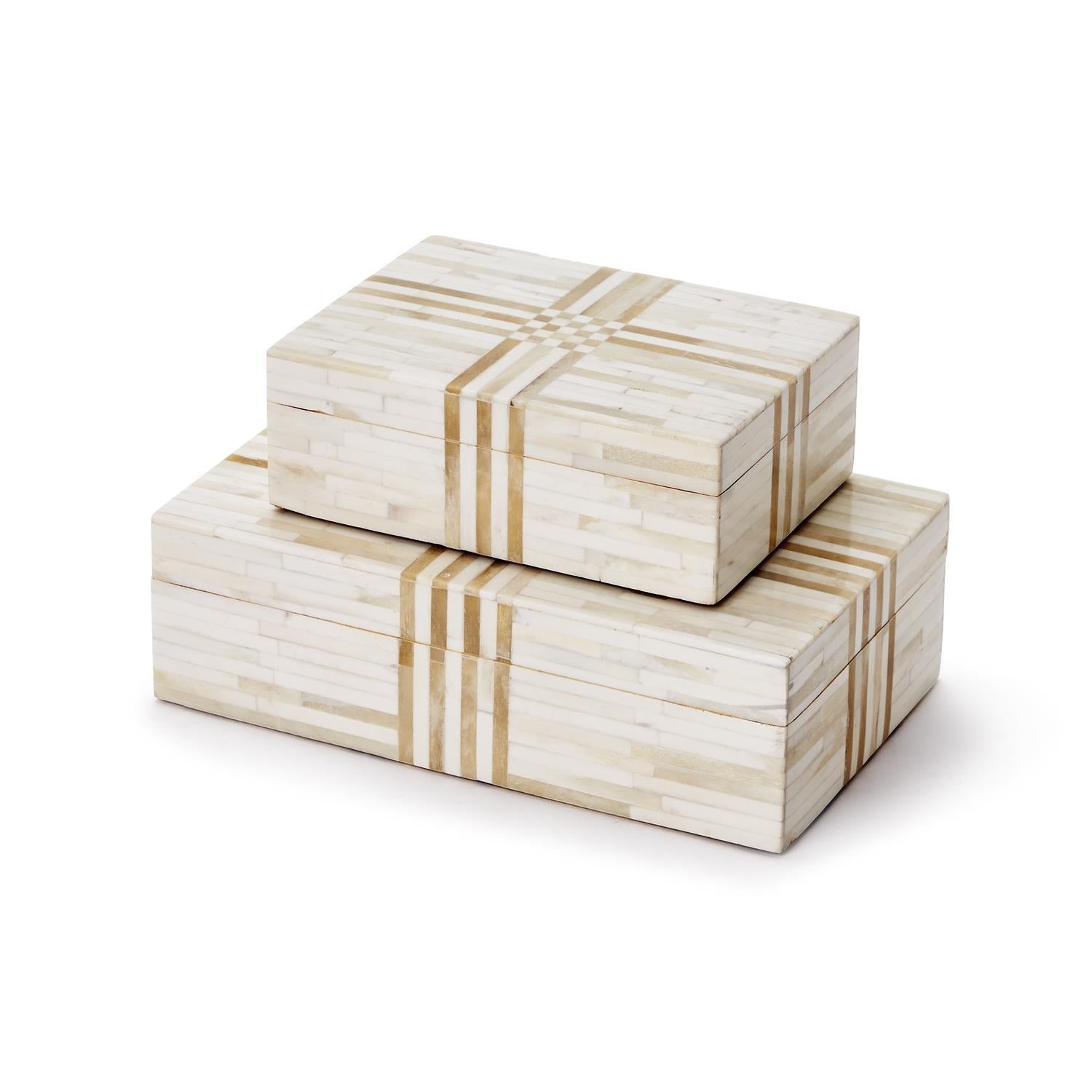 Monaco Set of 2 Covered Box - Bone/MDF