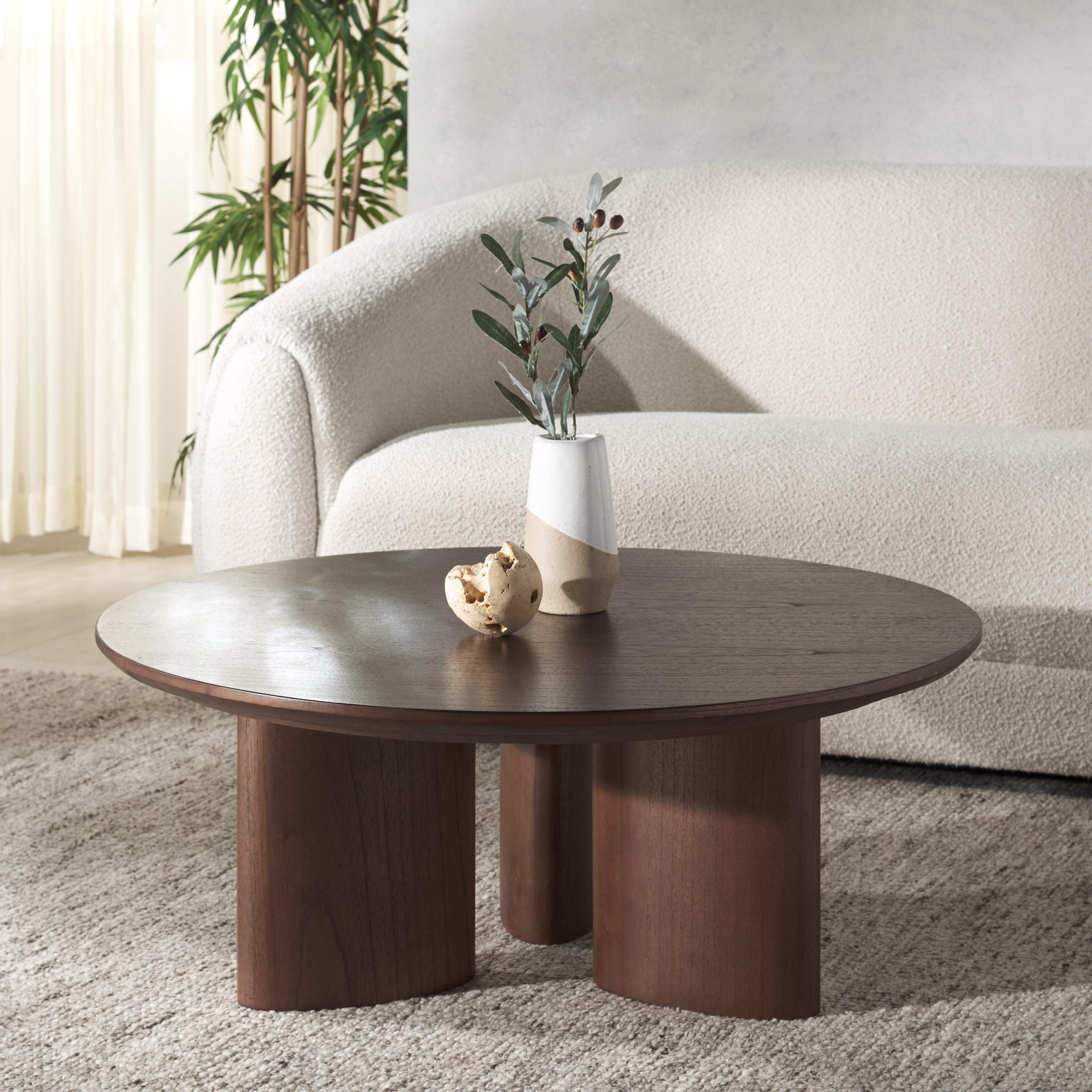 Safavieh Couture Barnard Round Wood Coffee Table, SFV1703 - Walnut