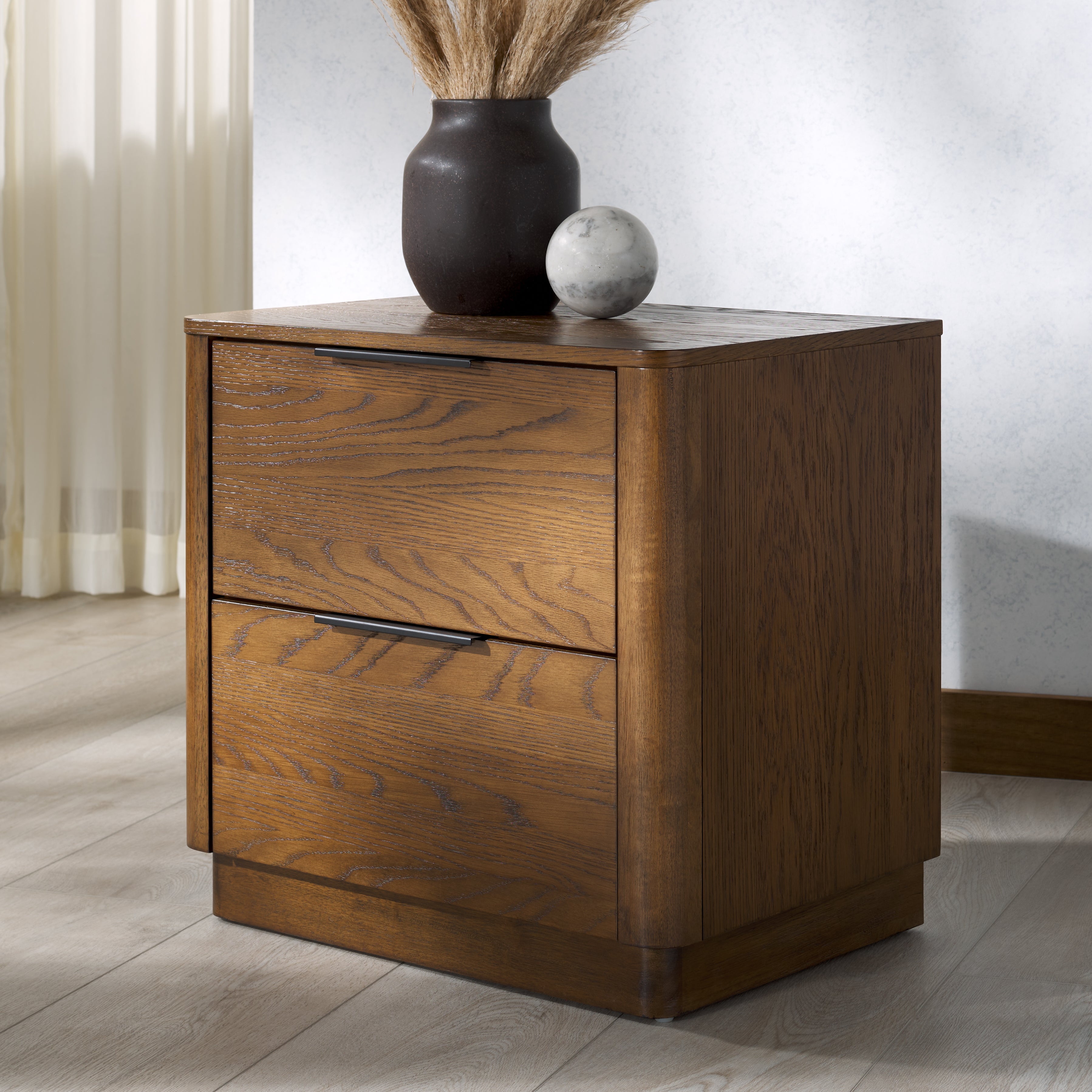 Safavieh Couture Gabrietta 2 Drawer Wood Nightstand, SFV2142 - Medium Oak