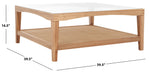 Safavieh Couture Nicolella Square Glass And Linen Coffee Table, SFV2311 - Natural