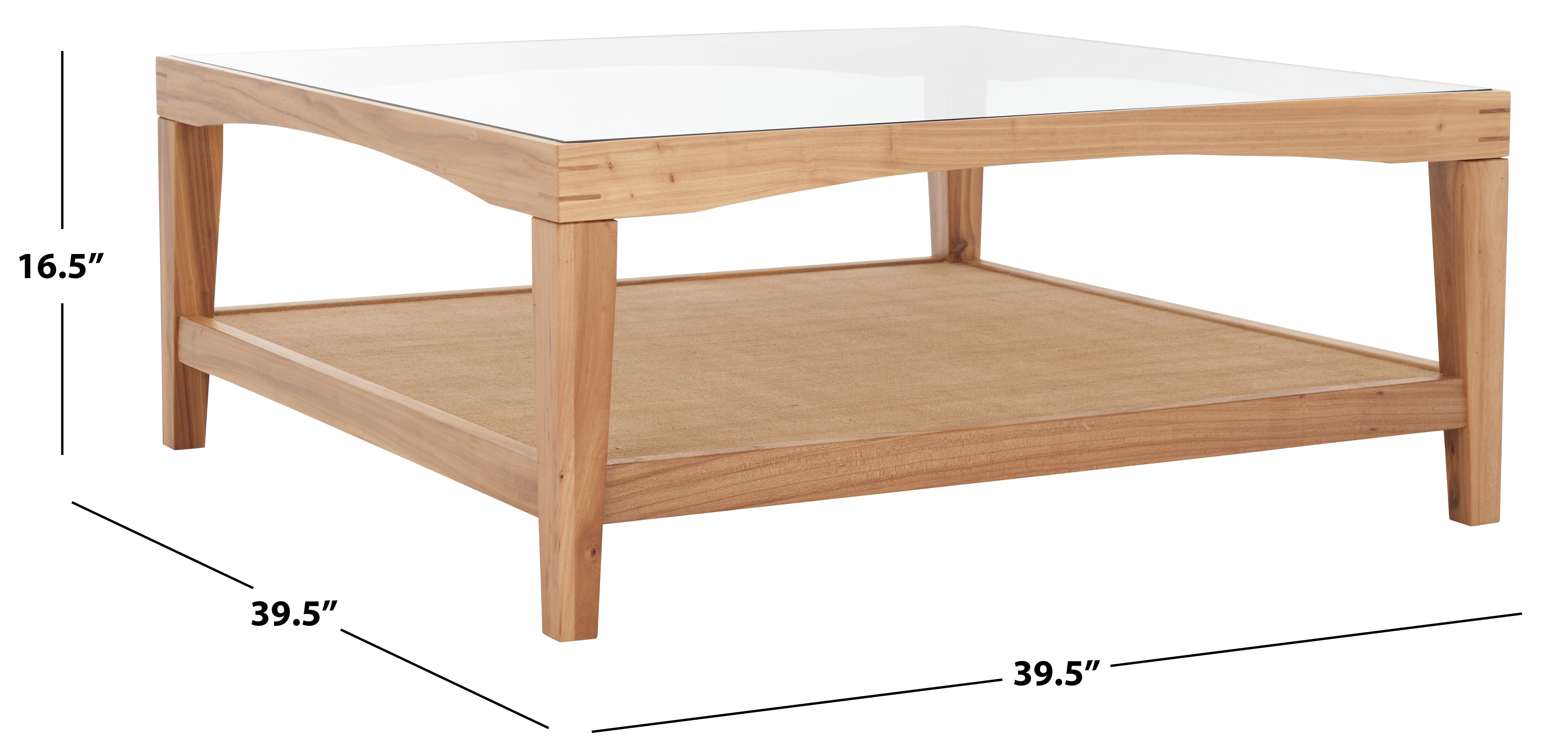 Safavieh Couture Nicolella Square Glass And Linen Coffee Table, SFV2311 - Natural