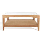 Safavieh Couture Nicolella Square Glass And Linen Coffee Table, SFV2311 - Natural