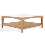 Safavieh Couture Nicolella Square Glass And Linen Coffee Table, SFV2311 - Natural