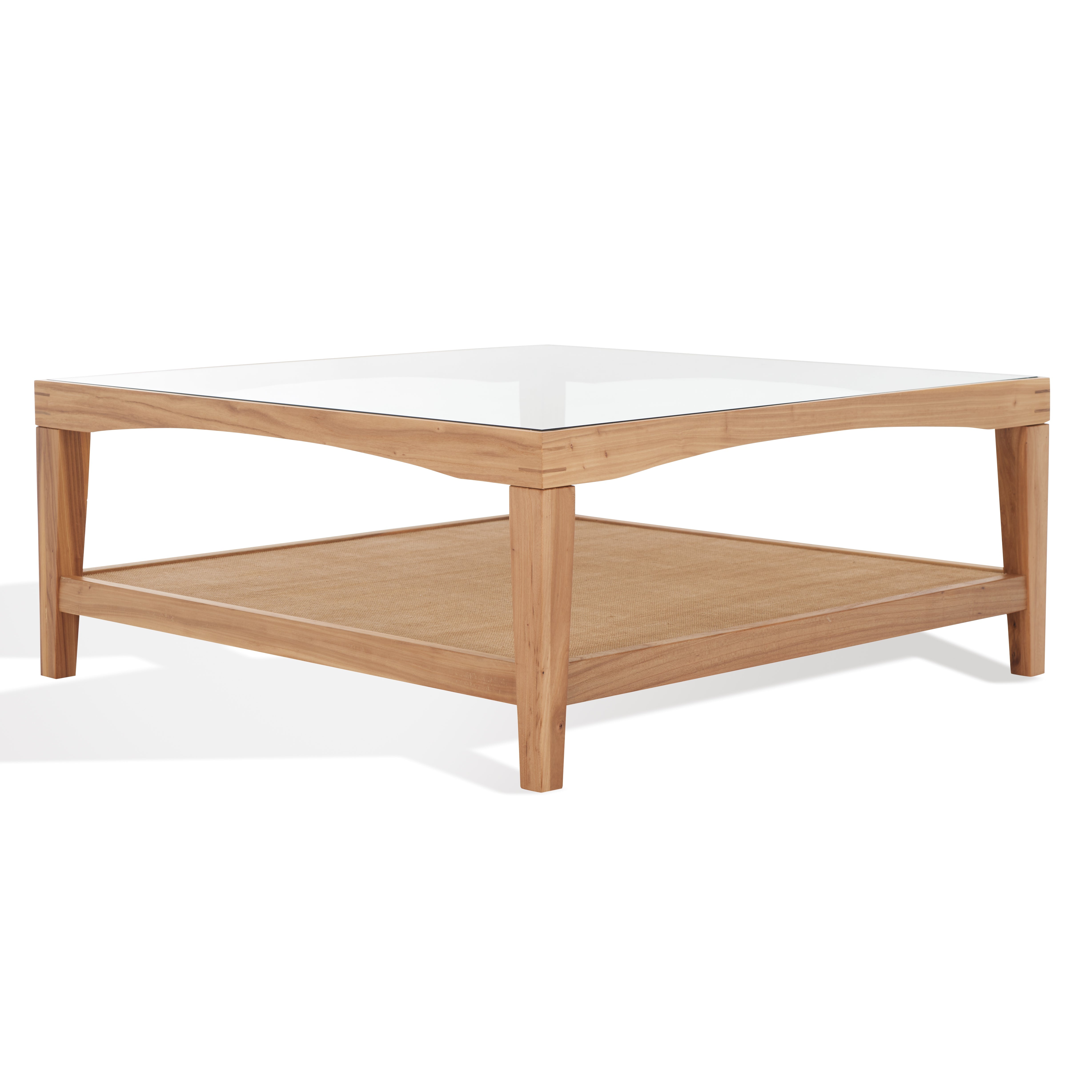 Safavieh Couture Nicolella Square Glass And Linen Coffee Table, SFV2311 - Natural