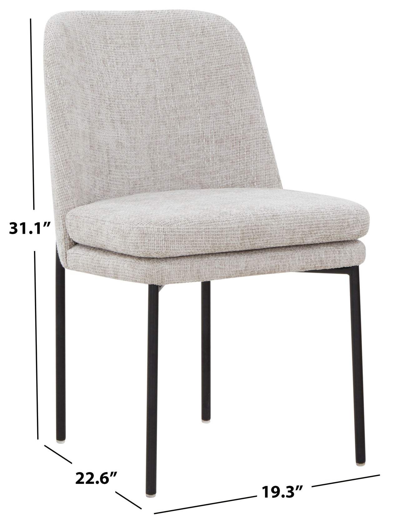 Safavieh Couture Tamarie Chenille Dining Chair, SFV4835 - Light Grey / Black