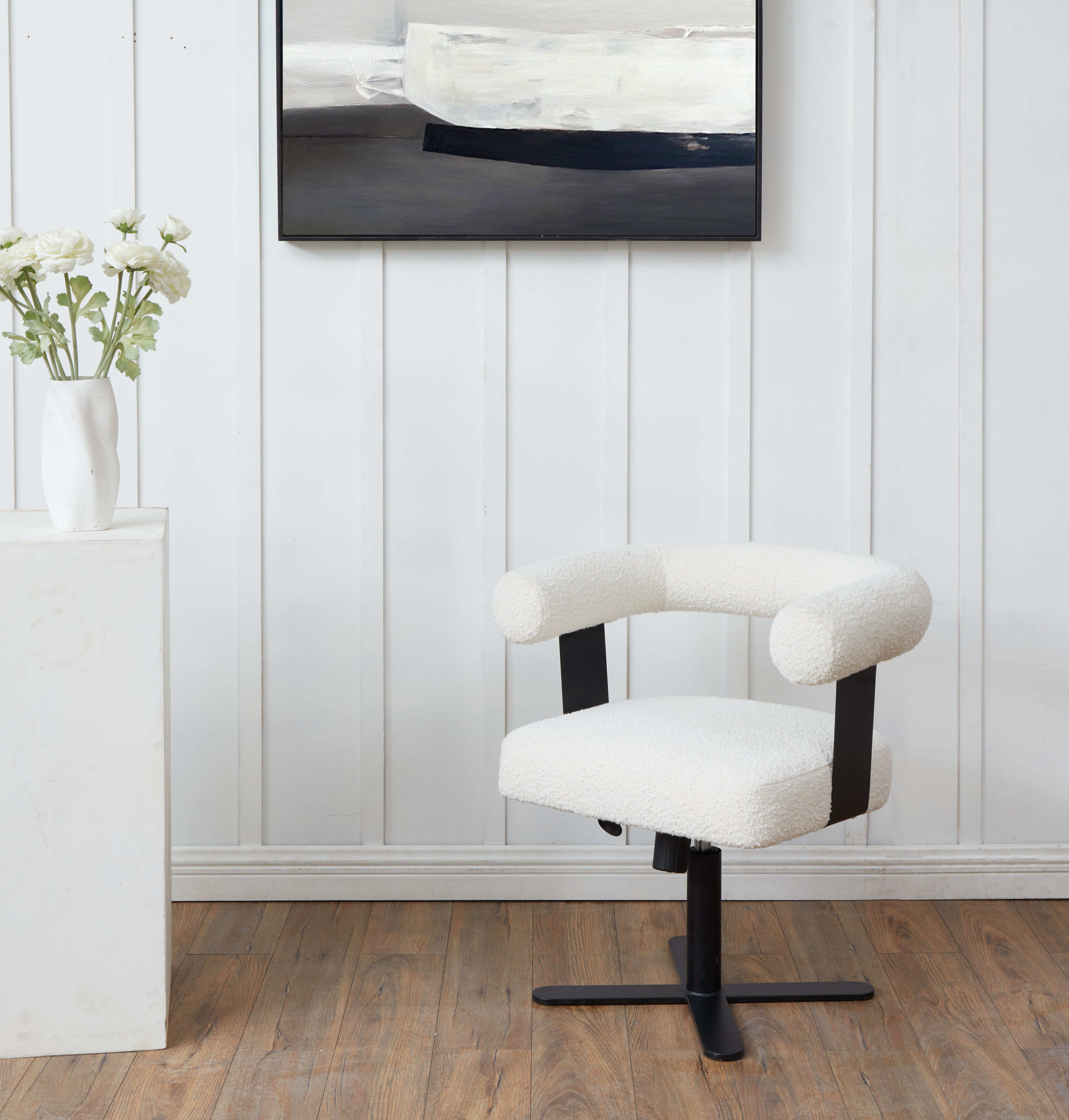 Safavieh Couture Baron Adjustable Swivel Desk Chair, SFV4843 - Ivory / Black