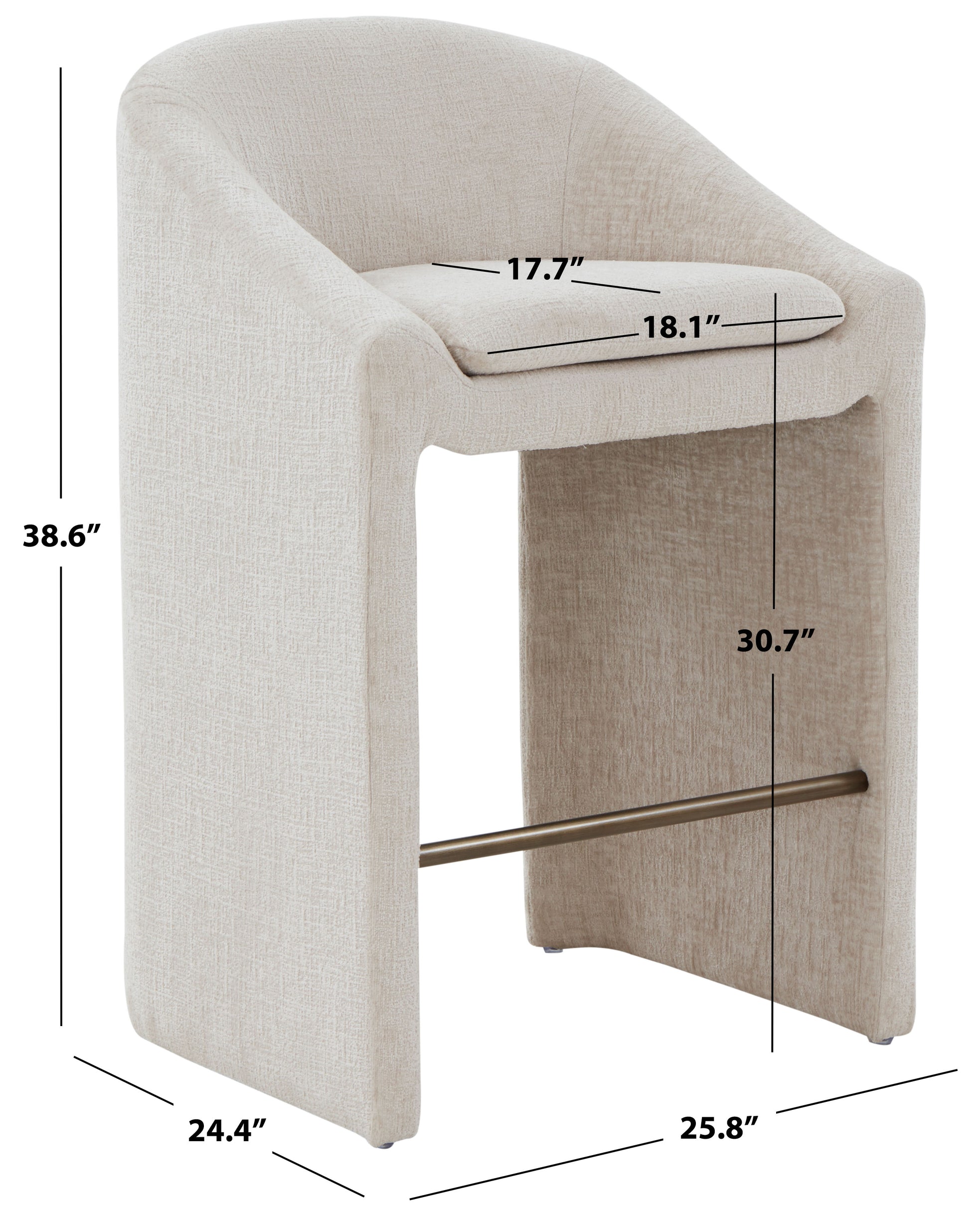 Safavieh Couture Kagan Chenille Barstool, SFV4858 - Cream