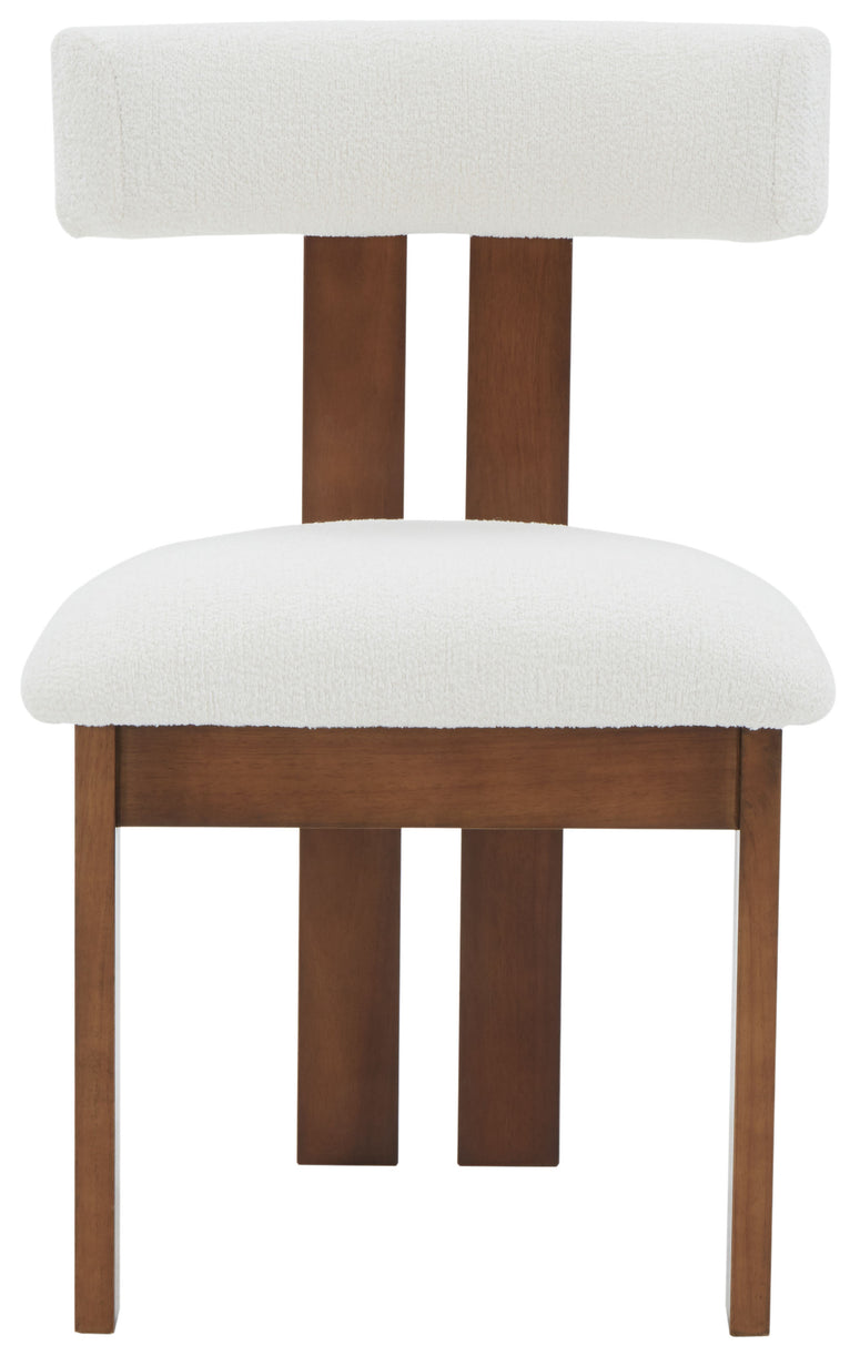 Safavieh Couture Macey Boucle Dining Chair, SFV4859 - Ivory / Walnut