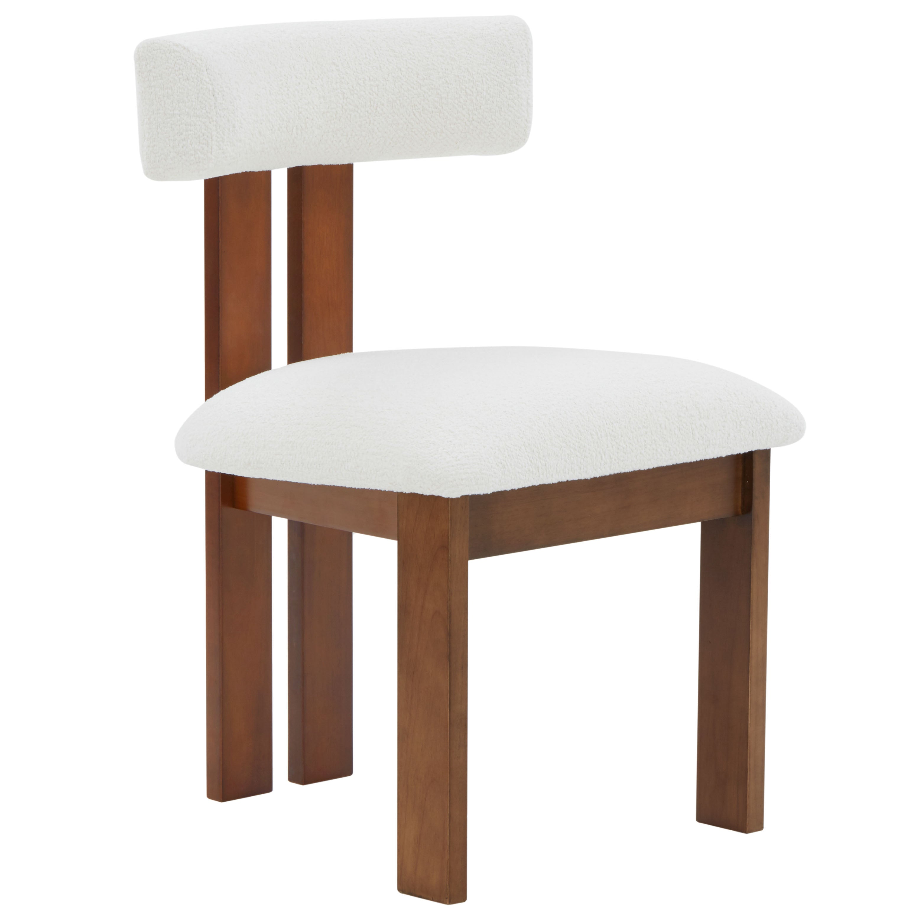 Safavieh Couture Macey Boucle Dining Chair, SFV4859 - Ivory / Walnut