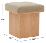 Safavieh Couture Bourke Velvet And Wood Square Ottoman, SFV5135 - Light Brown / Natural