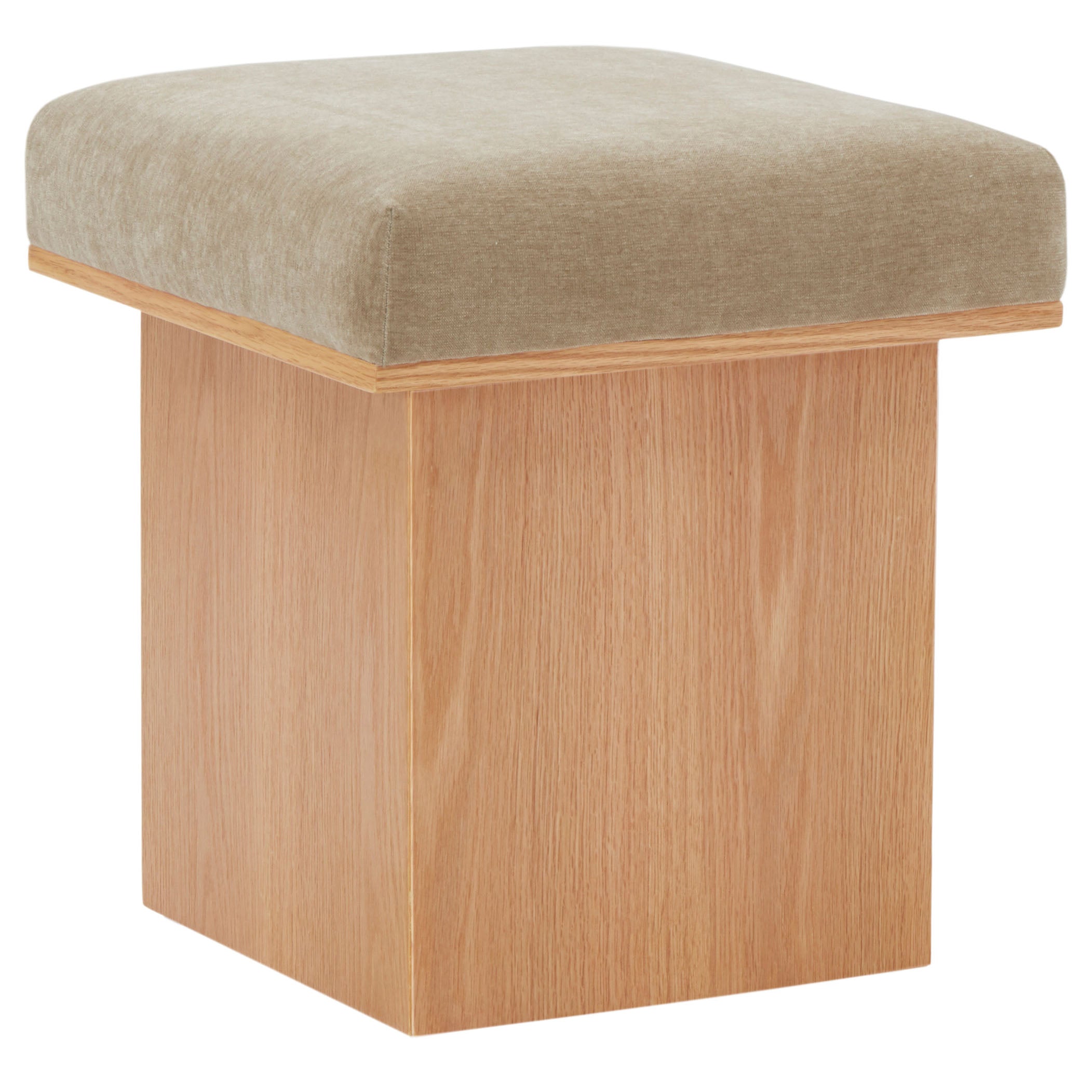 Safavieh Couture Bourke Velvet And Wood Square Ottoman, SFV5135 - Light Brown / Natural