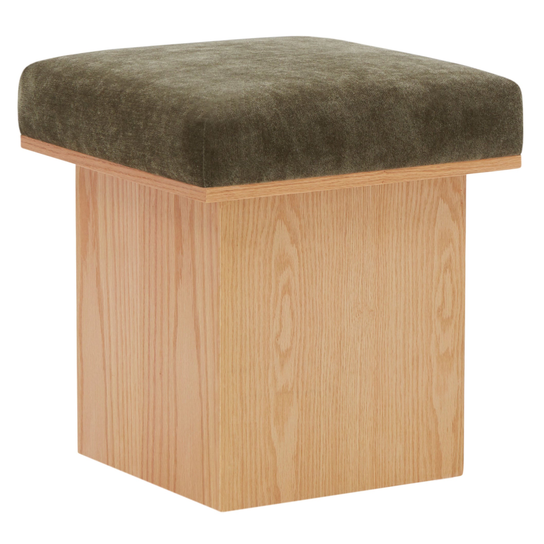 Safavieh Couture Bourke Velvet And Wood Square Ottoman, SFV5135 - Dark Olive Green / Natural