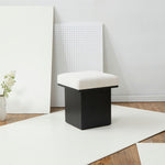 Safavieh Couture Bourke Velvet And Wood Square Ottoman, SFV5135 - Ivory / Black