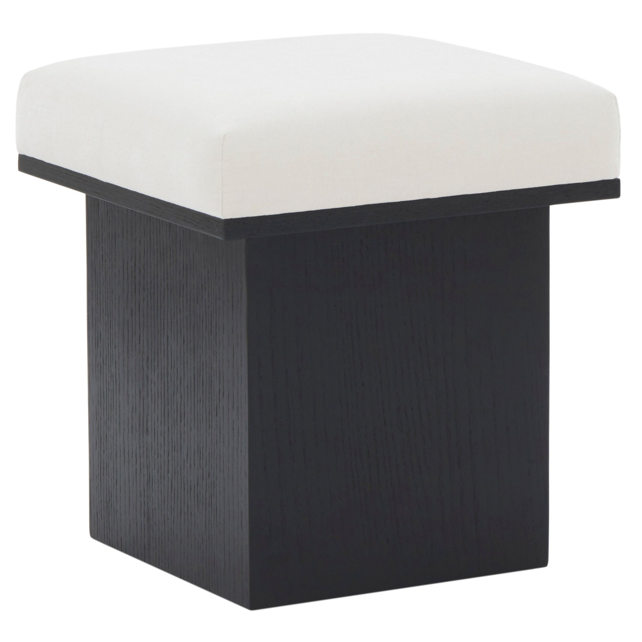 Safavieh Couture Bourke Velvet And Wood Square Ottoman, SFV5135 - Ivory / Black