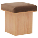 Safavieh Couture Bourke Velvet And Wood Square Ottoman, SFV5135 - Dark Brown / Natural