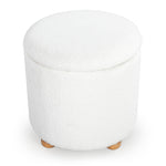 Safavieh Couture Becka Round Boucle Storage Ottoman, SFV6100 - Ivory / Natural