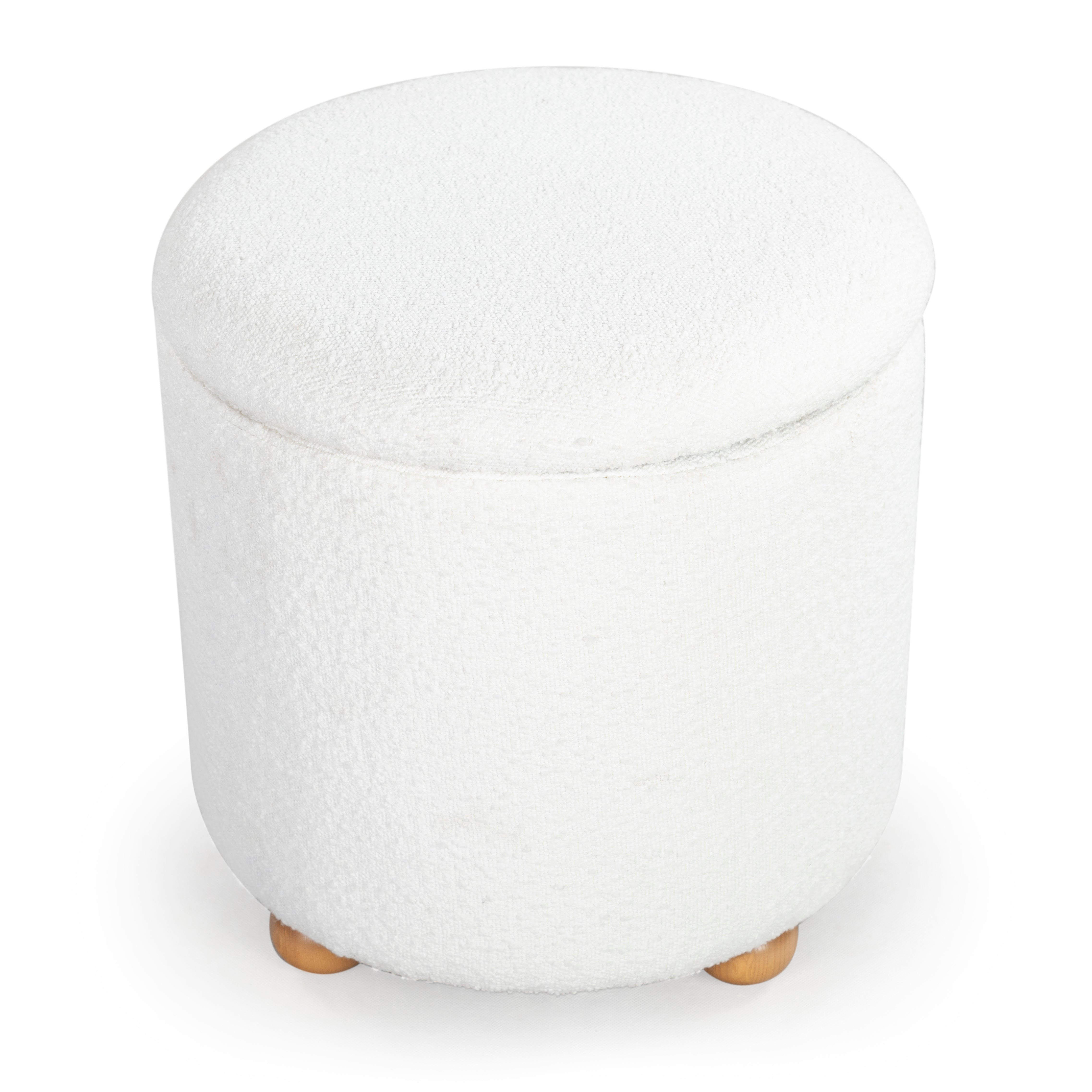 Safavieh Couture Becka Round Boucle Storage Ottoman, SFV6100 - Ivory / Natural