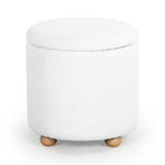 Safavieh Couture Becka Round Boucle Storage Ottoman, SFV6100 - Ivory / Natural