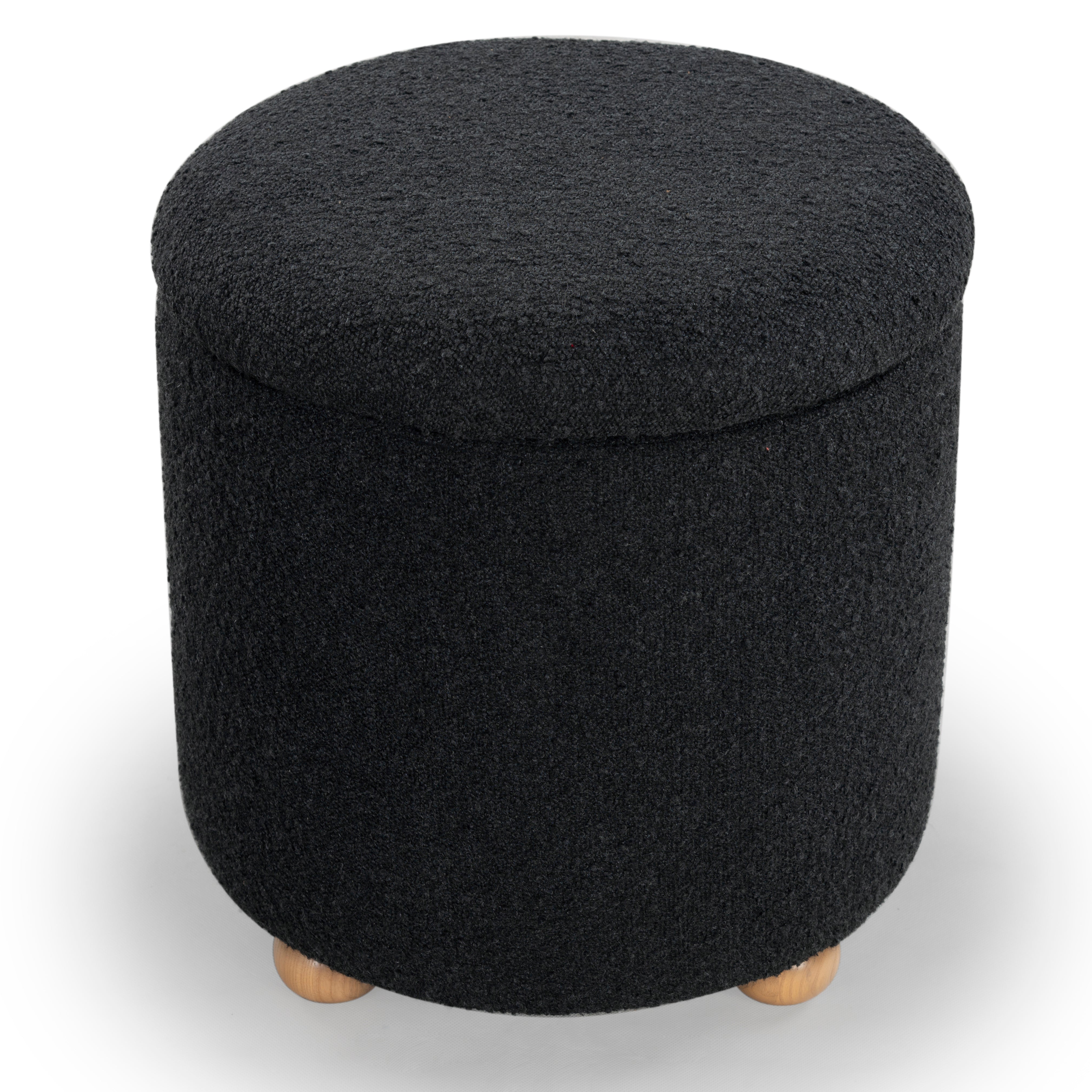 Safavieh Couture Becka Round Boucle Storage Ottoman, SFV6100 - Black / Natural