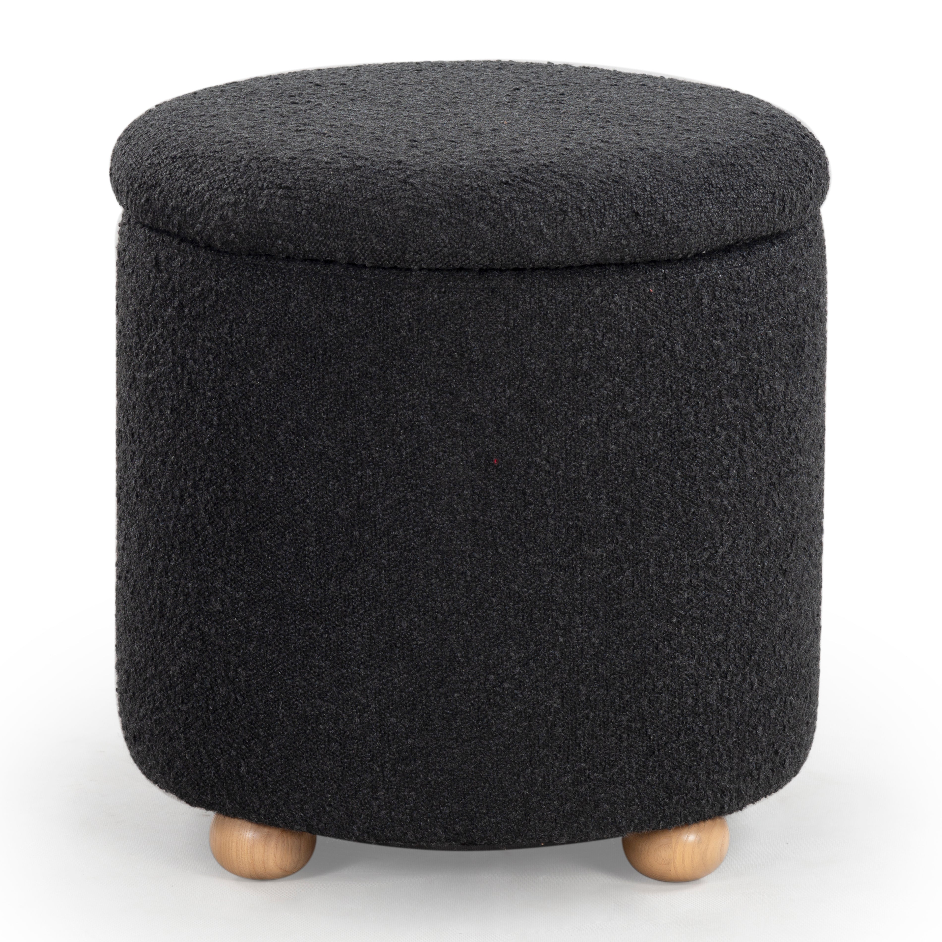 Safavieh Couture Becka Round Boucle Storage Ottoman, SFV6100 - Black / Natural