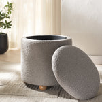 Safavieh Couture Becka Round Boucle Storage Ottoman, SFV6100 - Grey / Natural