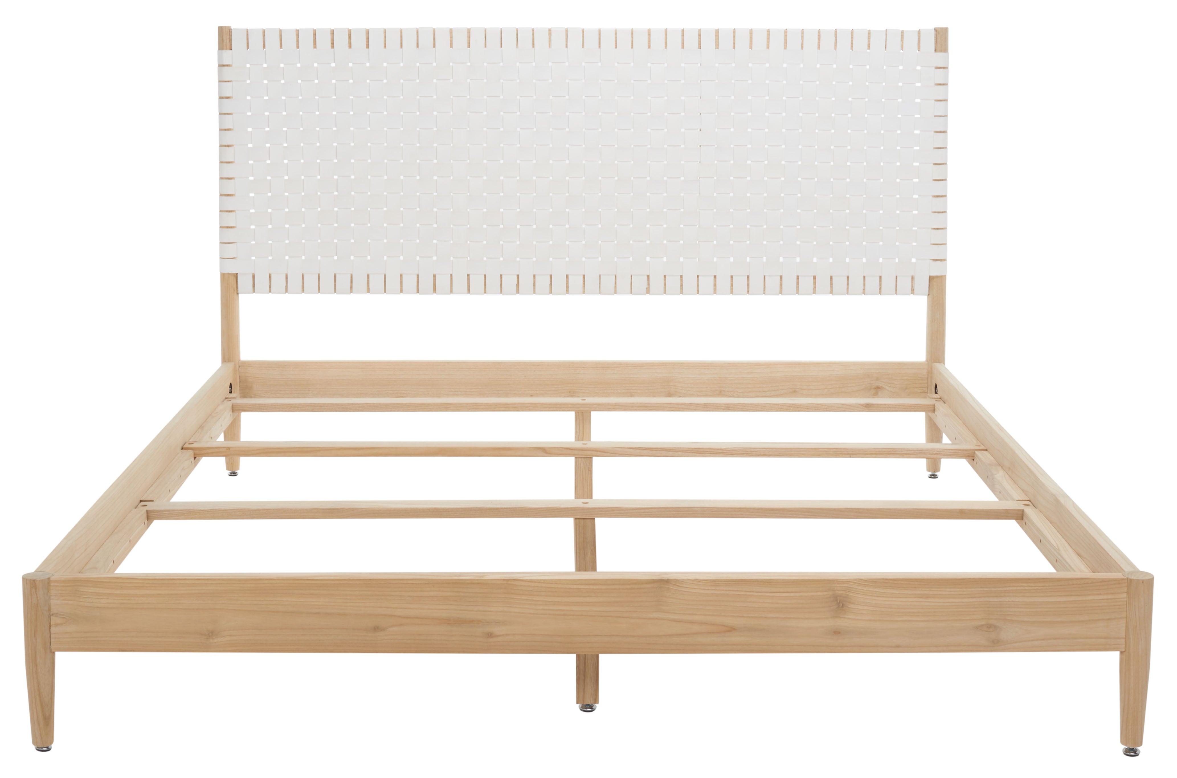 Safavieh Couture Cassity Leather Headboard Bed, SFV8200 - White / Natural