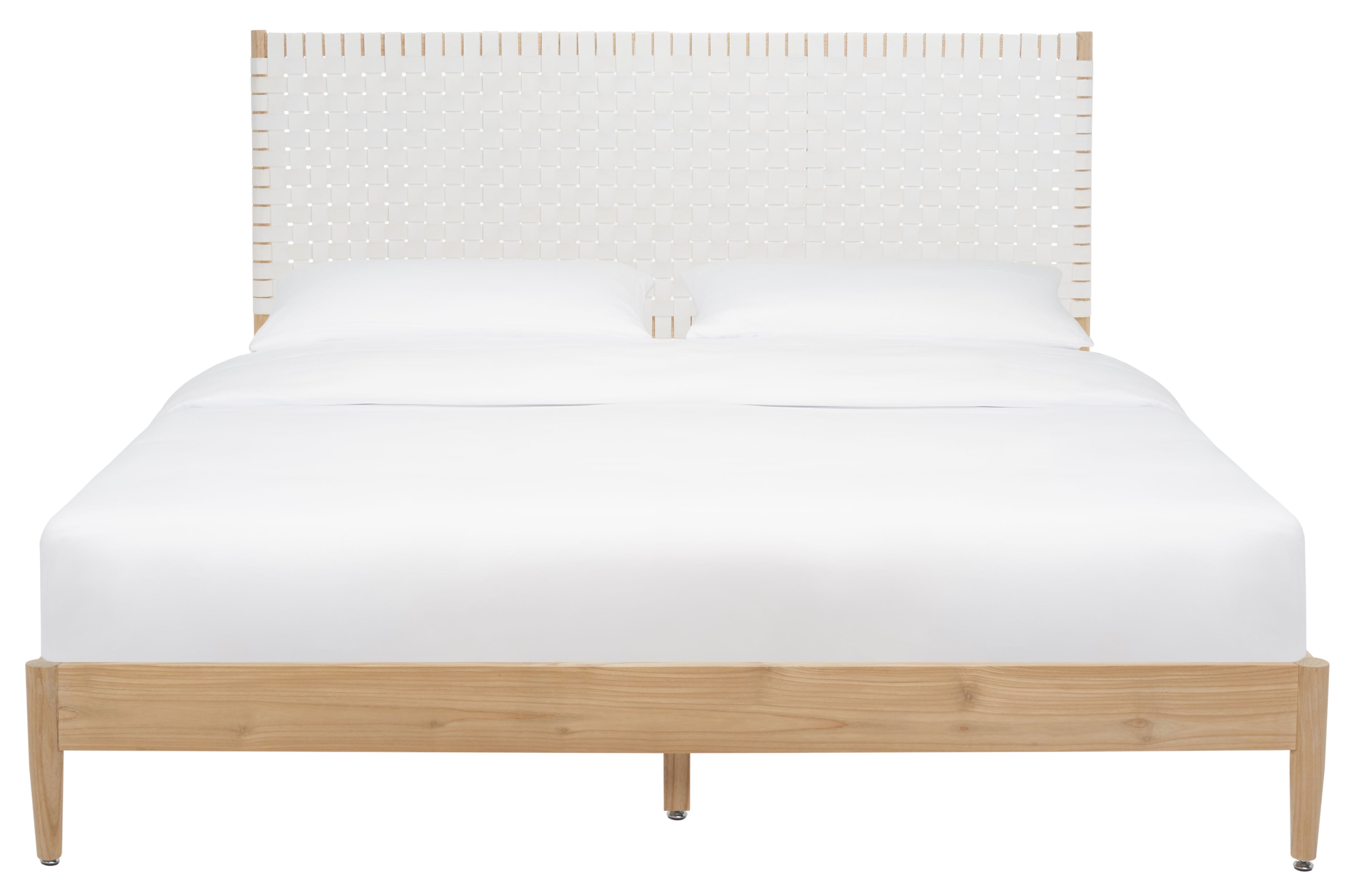 Safavieh Couture Cassity Leather Headboard Bed, SFV8200 - White / Natural