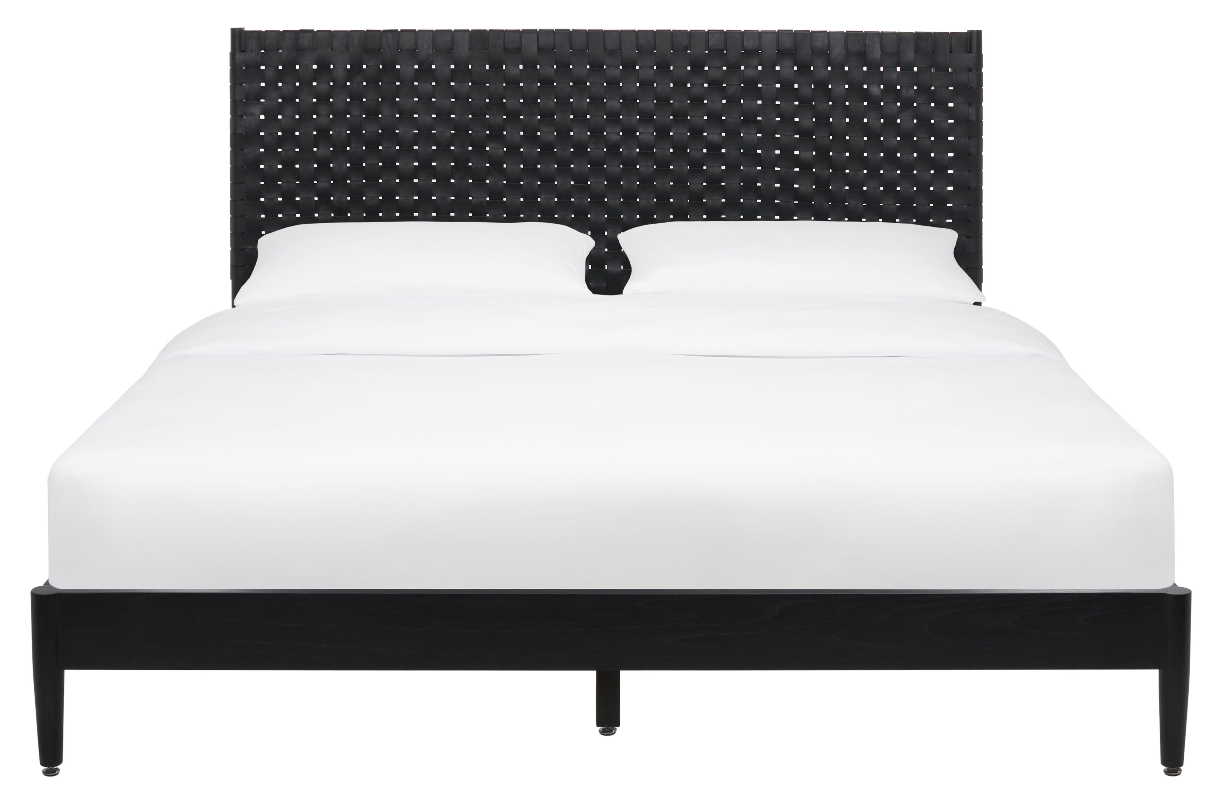 Safavieh Couture Cassity Leather Headboard Bed, SFV8200 - Black