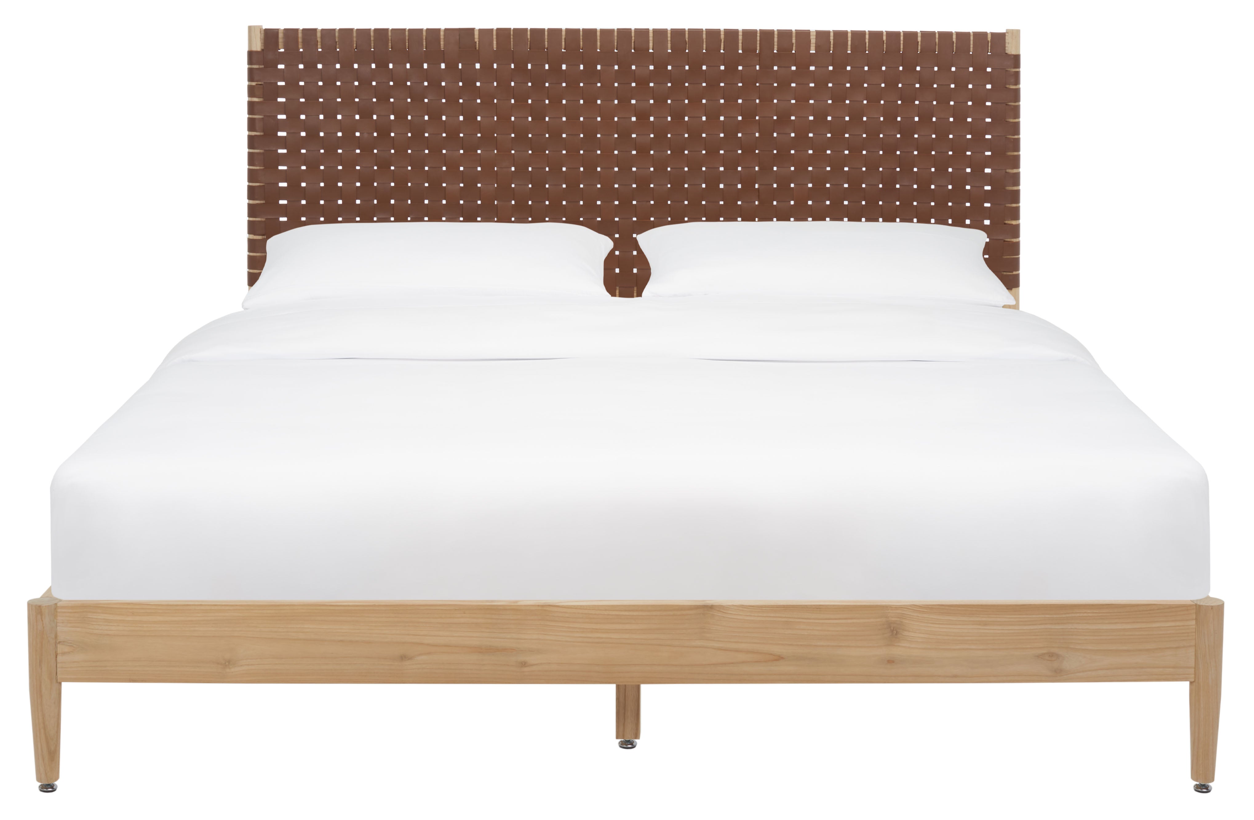 Safavieh Couture Cassity Leather Headboard Bed, SFV8200 - Brown / Natural