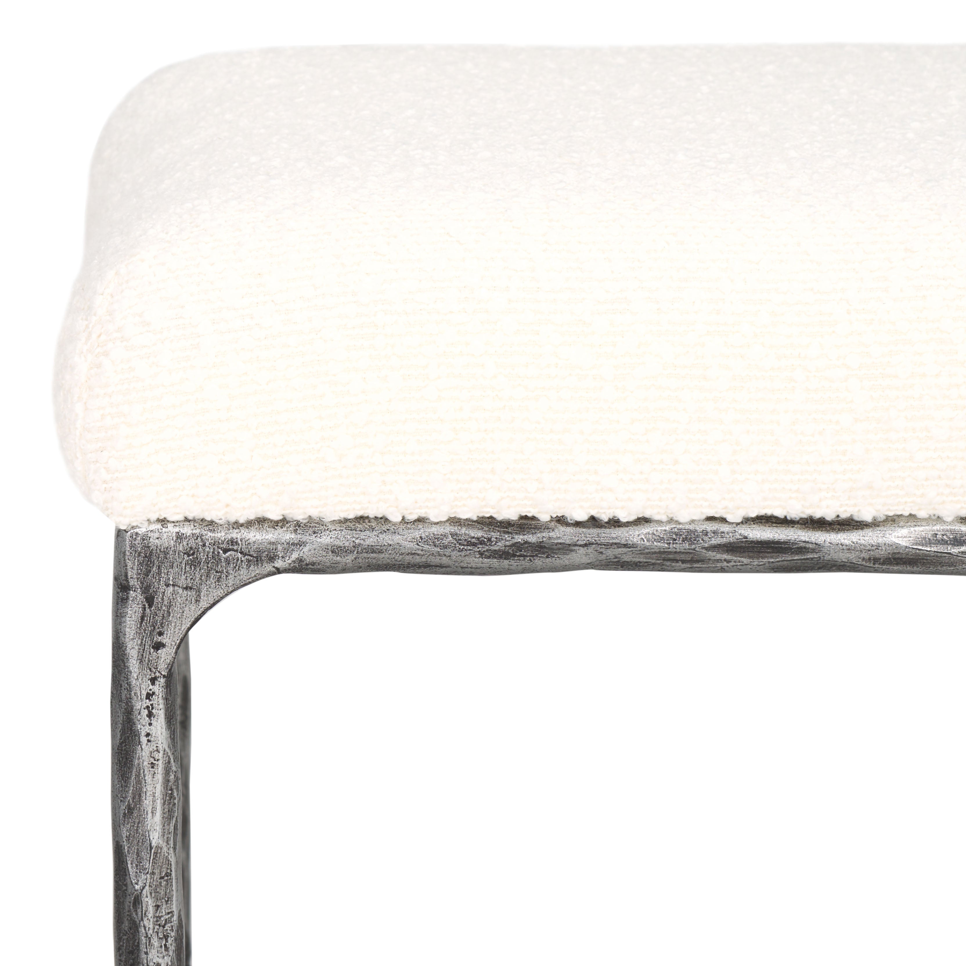 Safavieh Couture Mandy Boucle And Metal Ottoman, SFV9526 - Ivory / Black