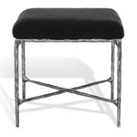 Safavieh Couture Mandy Boucle And Metal Ottoman, SFV9526 - Black