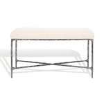 Safavieh Couture Mandy Boucle And Metal Bench, SFV9527 - Ivory / Black