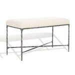 Safavieh Couture Mandy Boucle And Metal Bench, SFV9527 - Ivory / Black