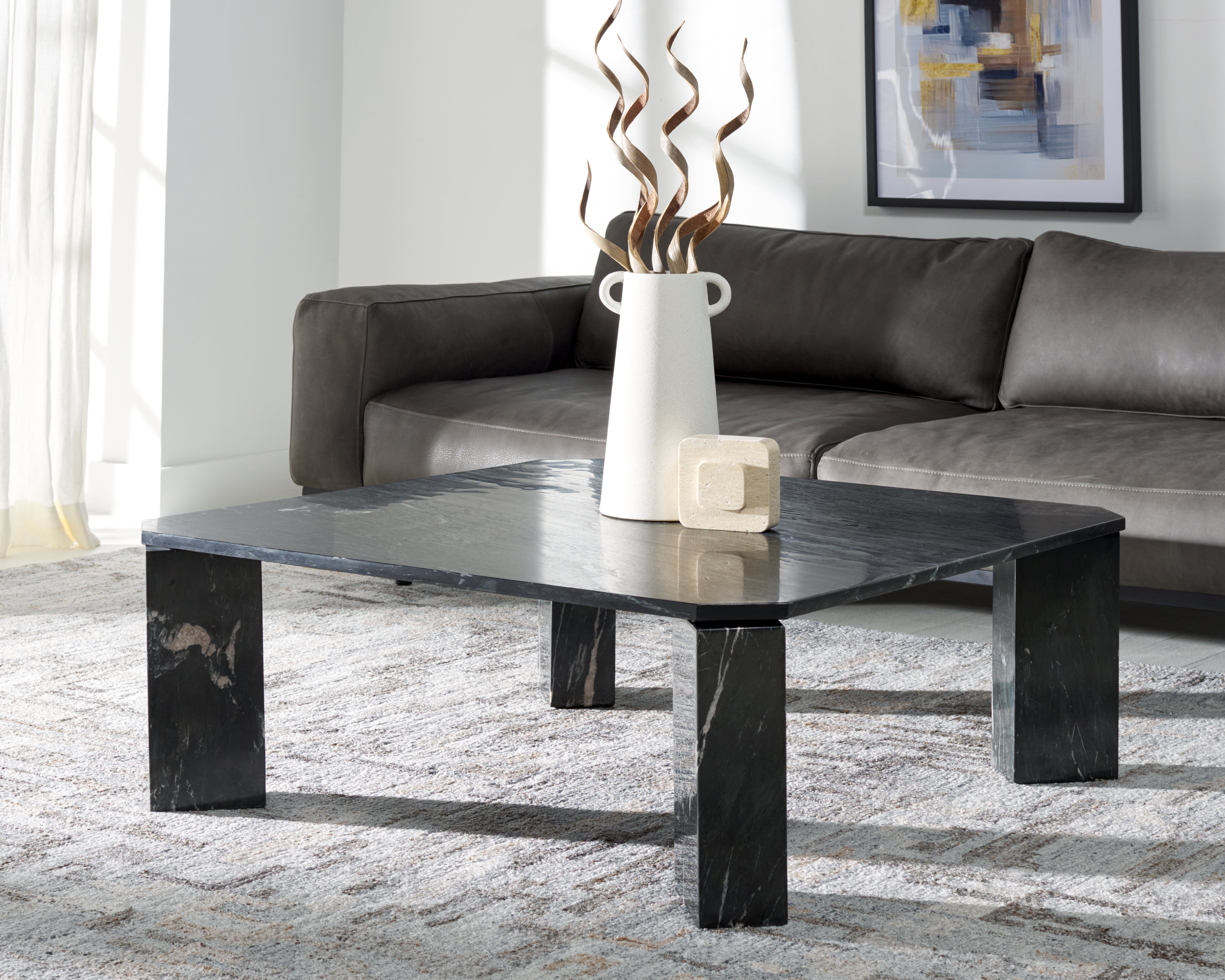 Safavieh Couture Daysi Square Marble Coffee Table, SFV9710 - Black