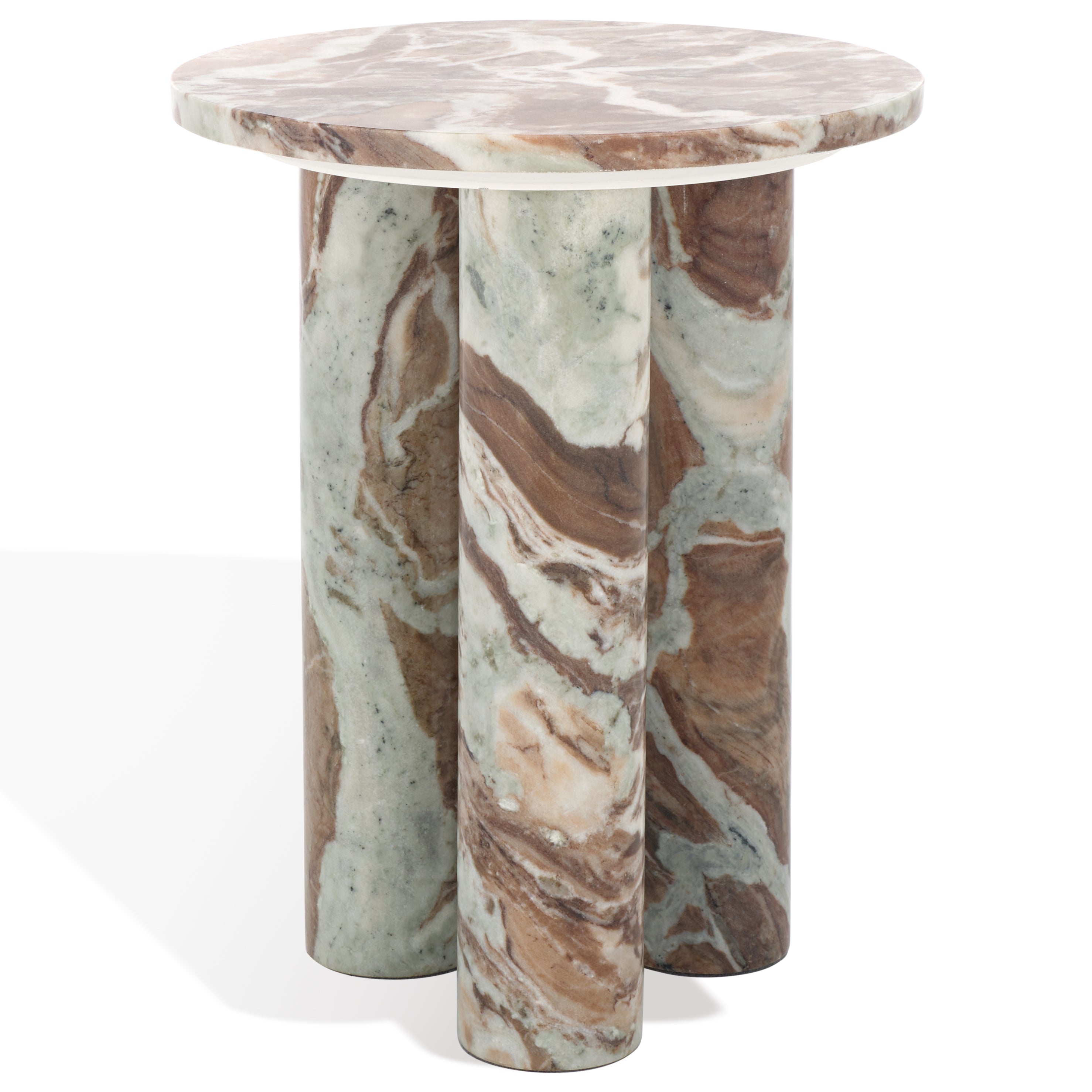 Safavieh Couture Giabella 3 Leg Marble Accent Table, SFV9715 - White / Brown