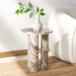 Safavieh Couture Giabella 3 Leg Marble Accent Table, SFV9715 - White / Brown