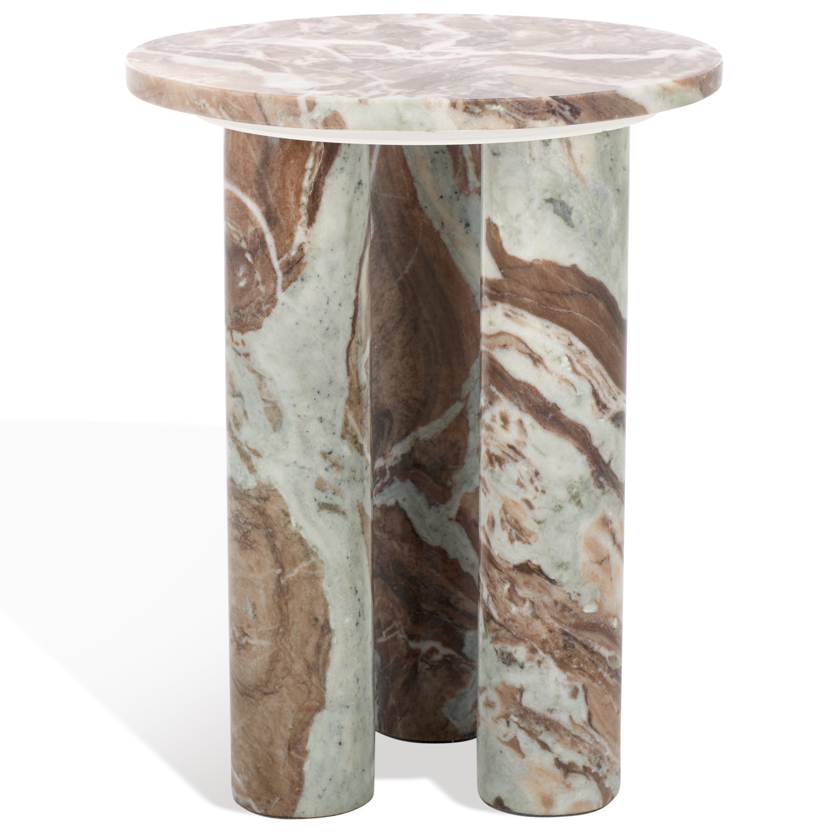 Safavieh Couture Giabella 3 Leg Marble Accent Table, SFV9715 - White / Brown