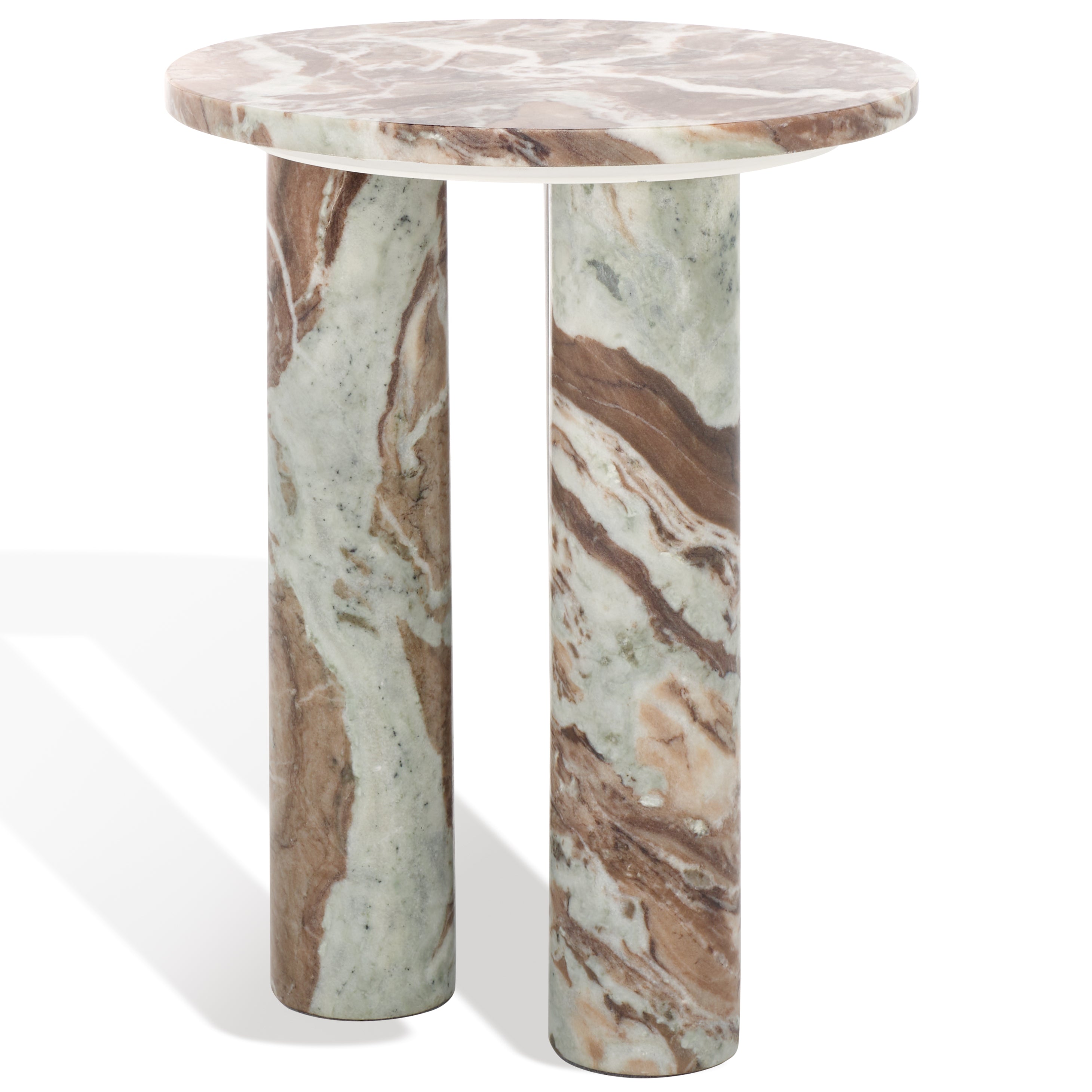 Safavieh Couture Giabella 3 Leg Marble Accent Table, SFV9715 - White / Brown