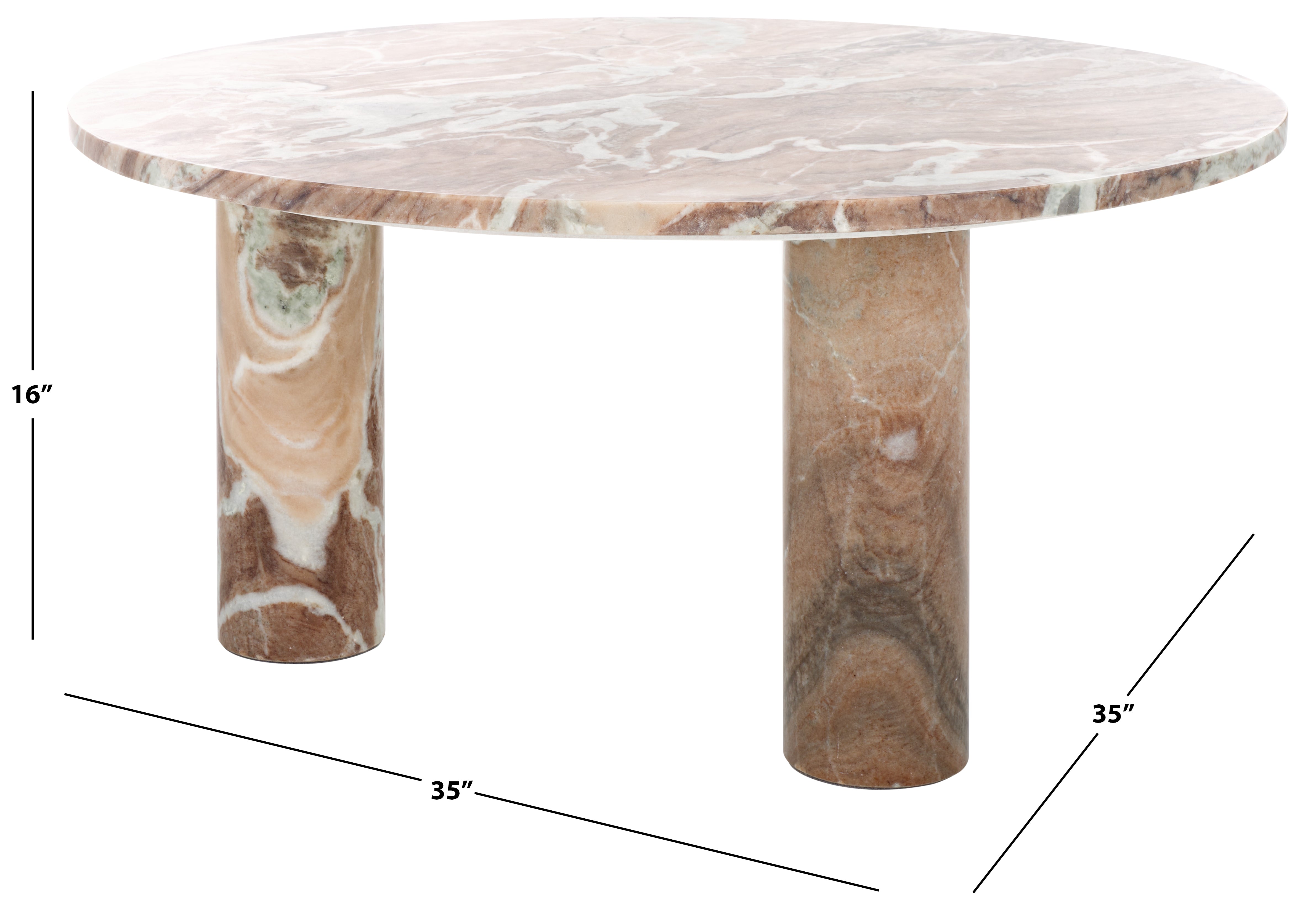 Safavieh Couture Giabella 3 Leg Marble Coffee Table, SFV9716 - White / Brown