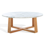 Safavieh Couture Trenton Round Marble Top Coffee Table, SFV9718 - White / Natural