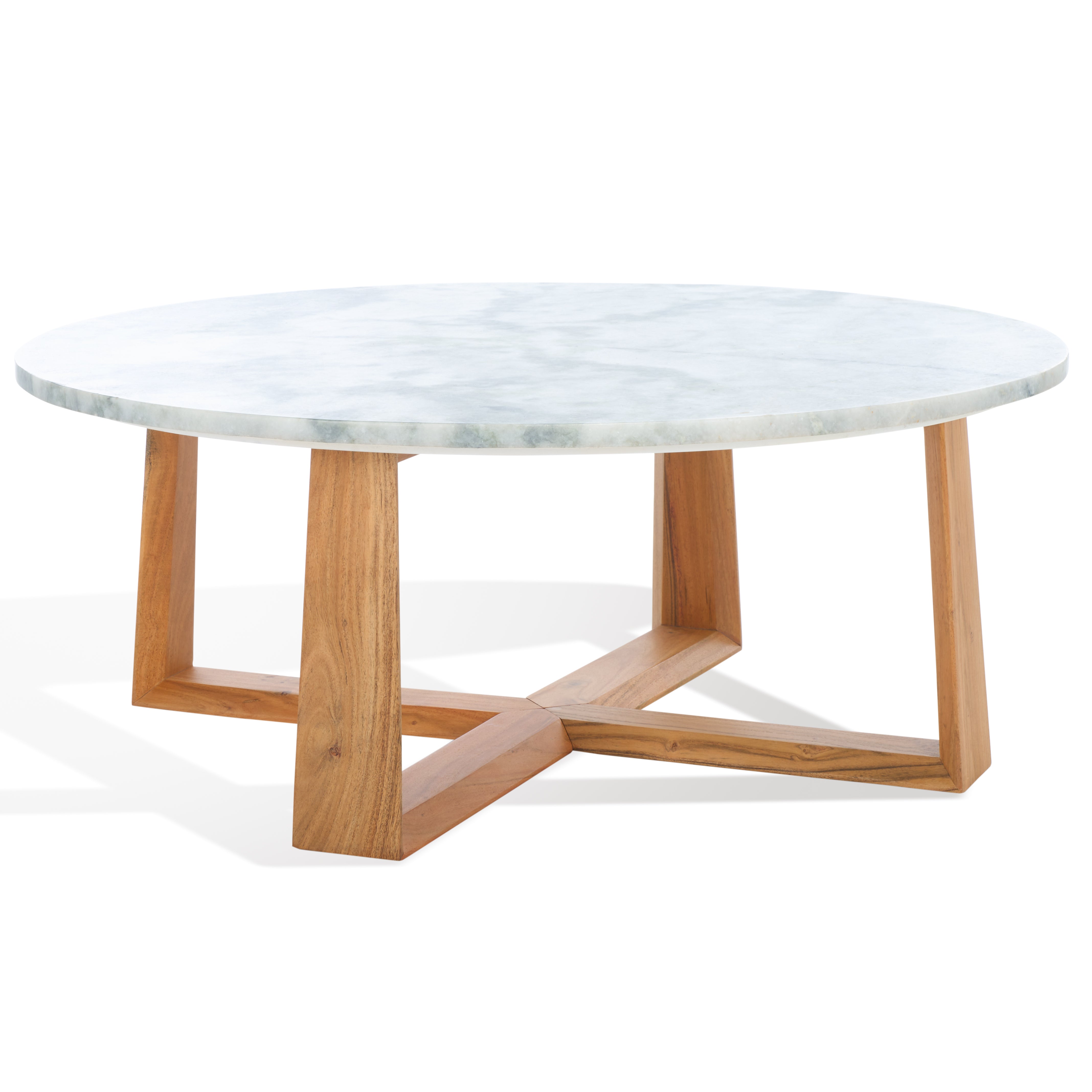 Safavieh Couture Trenton Round Marble Top Coffee Table, SFV9718 - White / Natural