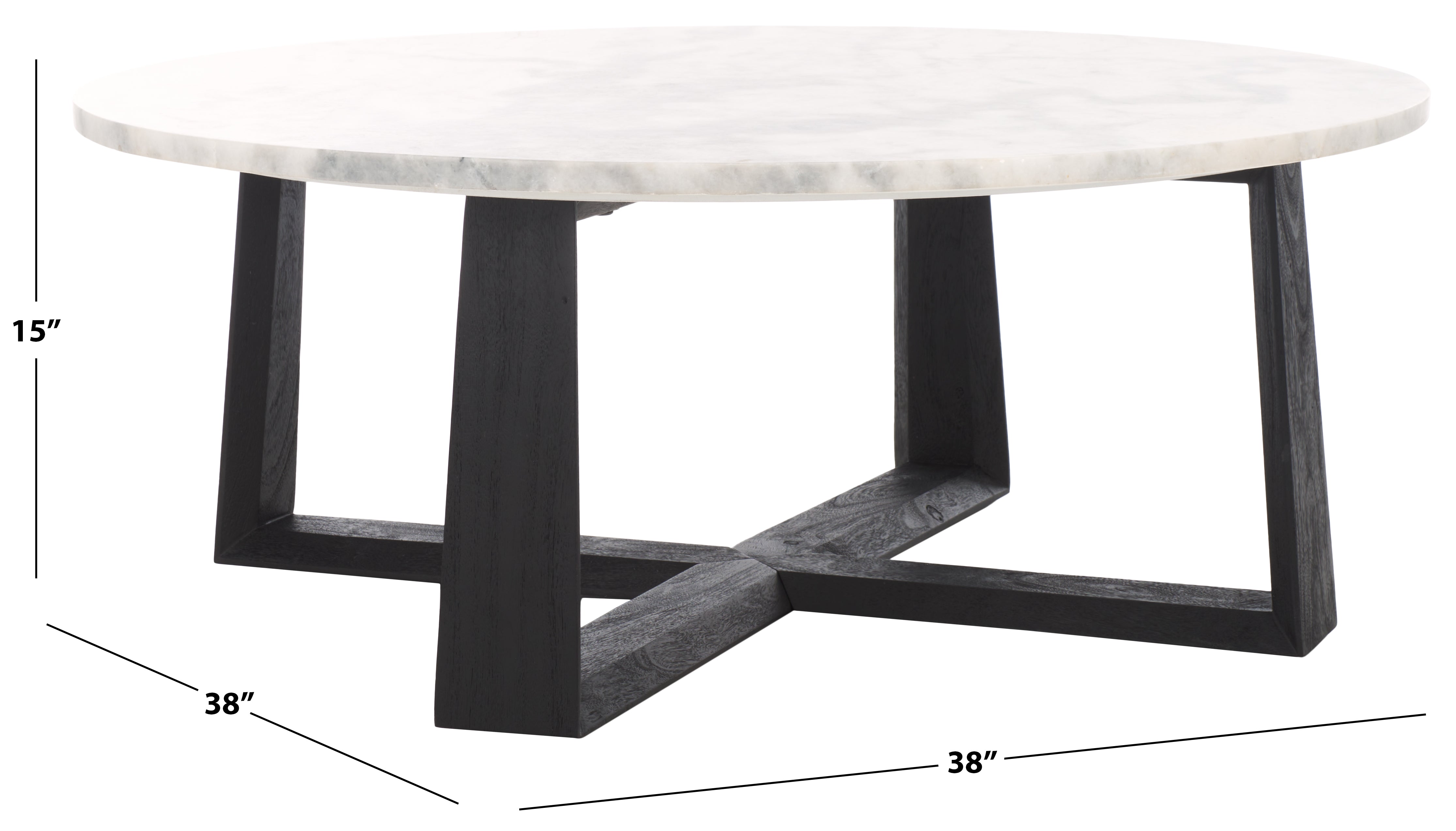 Safavieh Couture Trenton Round Marble Top Coffee Table, SFV9718 - White / Black