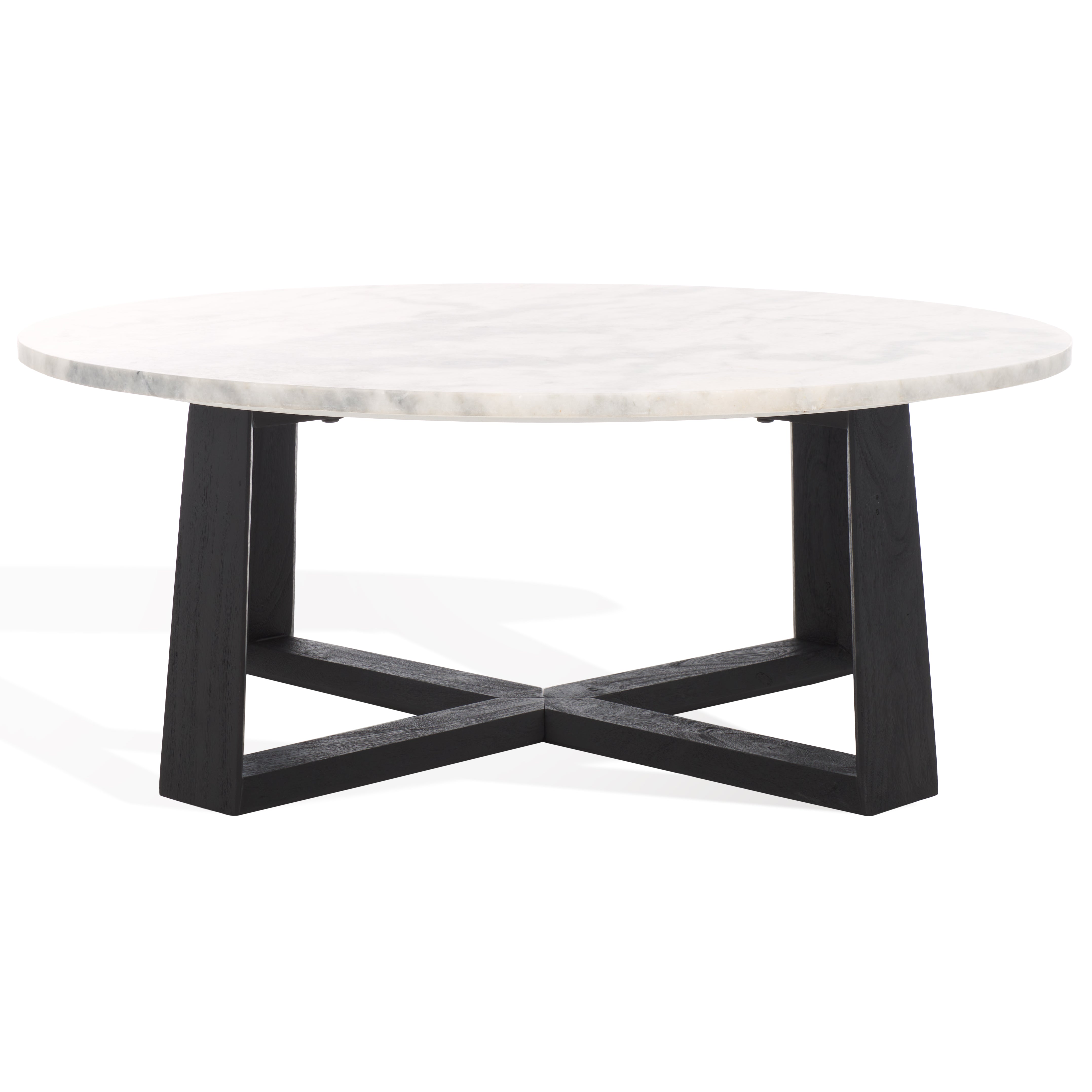 Safavieh Couture Trenton Round Marble Top Coffee Table, SFV9718 - White / Black