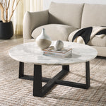 Safavieh Couture Trenton Round Marble Top Coffee Table, SFV9718 - White / Black